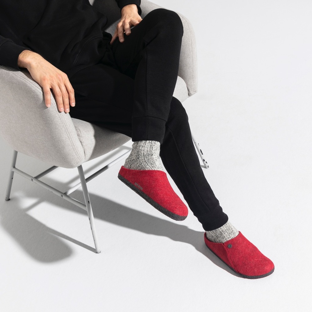 Birkenstock Zermatt Red Wool Shearling Slippers